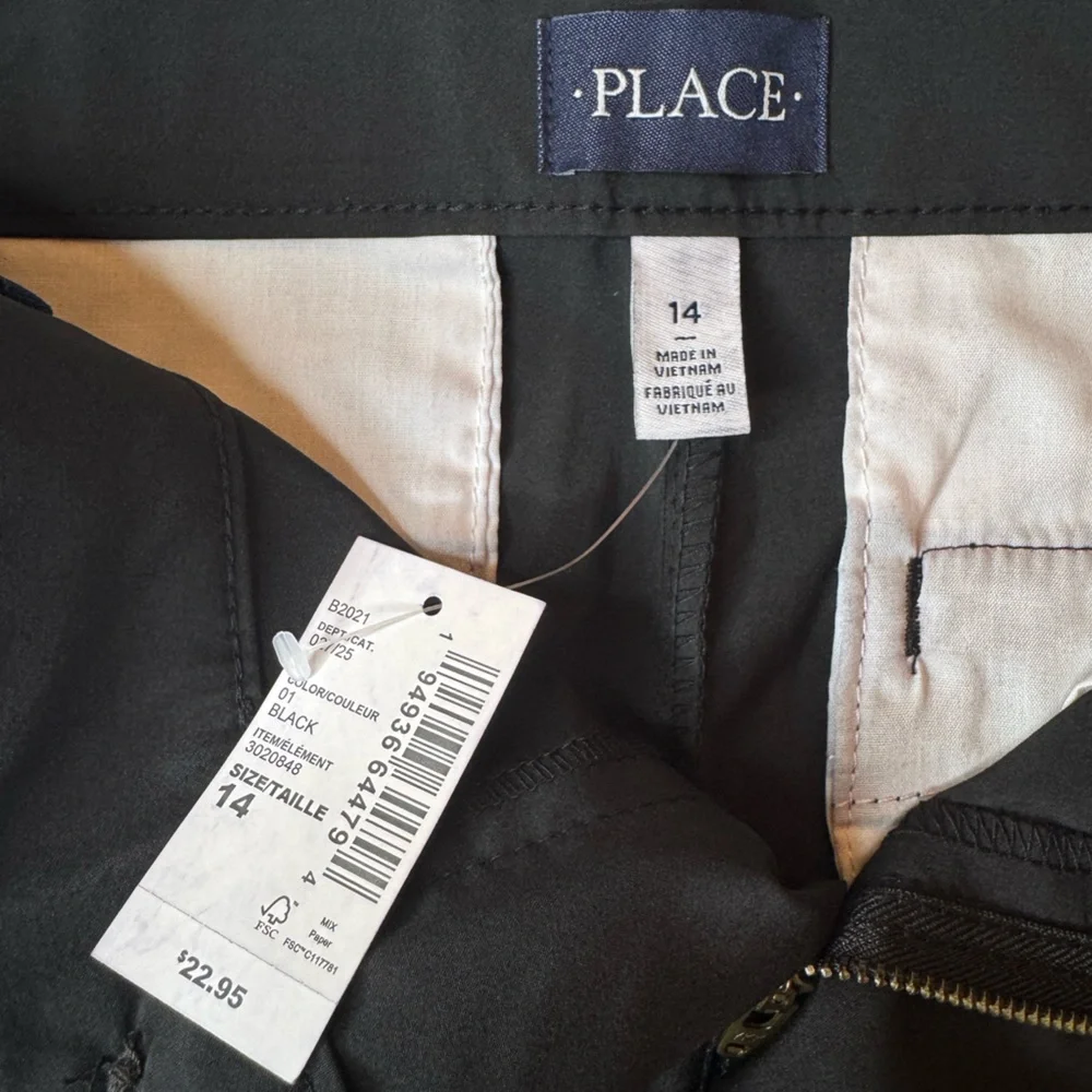 NWT The Children’s Place Boys Black Quick Dry Shorts Size 14 | Adjustable Waist